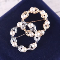 gold pearl wreath hollowed brooches for women suit scarf buckle flower garland brooch pin exquisite jewelry pin men badge gifts