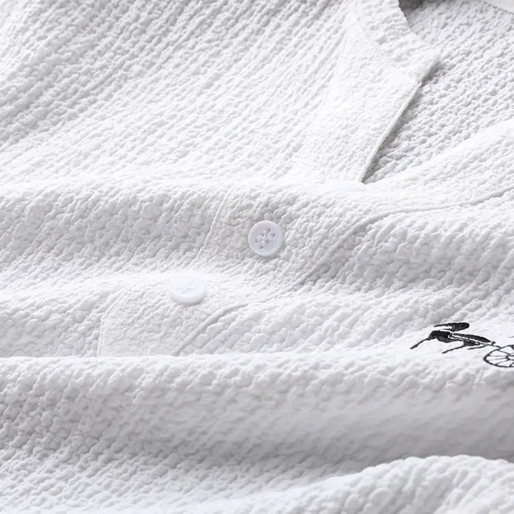 2023 Chinese Style Summer High-End V-neck Embroidery Suit Light Luxury Thin Mature Ice Silk Men's Two-Piece Suit Mens Clothes