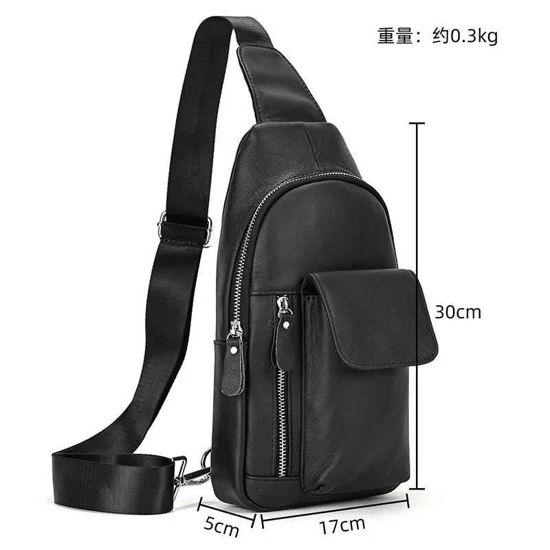 Retro Genuine Leather Men's Chest Bag Outdoor Chest Pack Business Shoulder Crossbody Bag For Male Casual Sling Bag