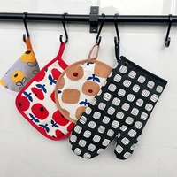 Oven Mitts Set Cotton Oven Gloves Round and Square Heat Insulation Pot Holders Conical Anti Scald Pot Cap Cooking Accessories
