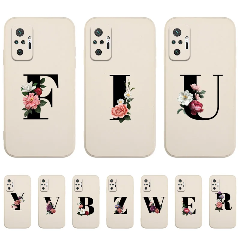 

Mi 11 Lite Case for Xiaomi Redmi Note 10 Pro Case Initial Letter Funda Xiaomi 11T 12 Redmi Note 11 9 8 9A 9C Poco X3 Pro Cover