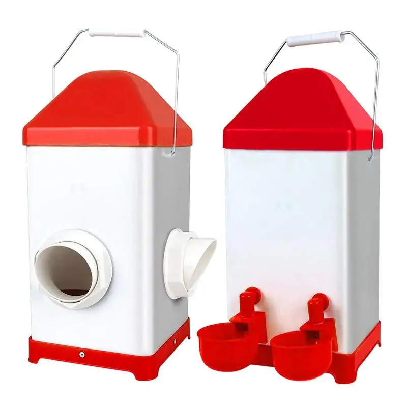 

Automatic Chicken Feeder And Waterer Set Poultry Feeding Equipment Set For Ducks Rain Proof Poultry Food Feeder Automatic Chick