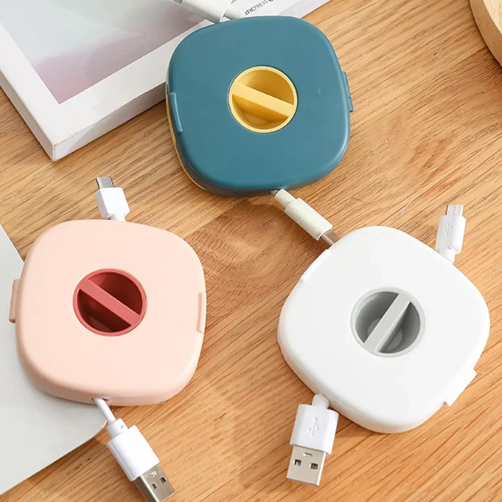 

Round Rotatable Wire Cable Storage Box Data Line Box Mobile Phone Charging Cable Winder Protective Wire Cable Organizer