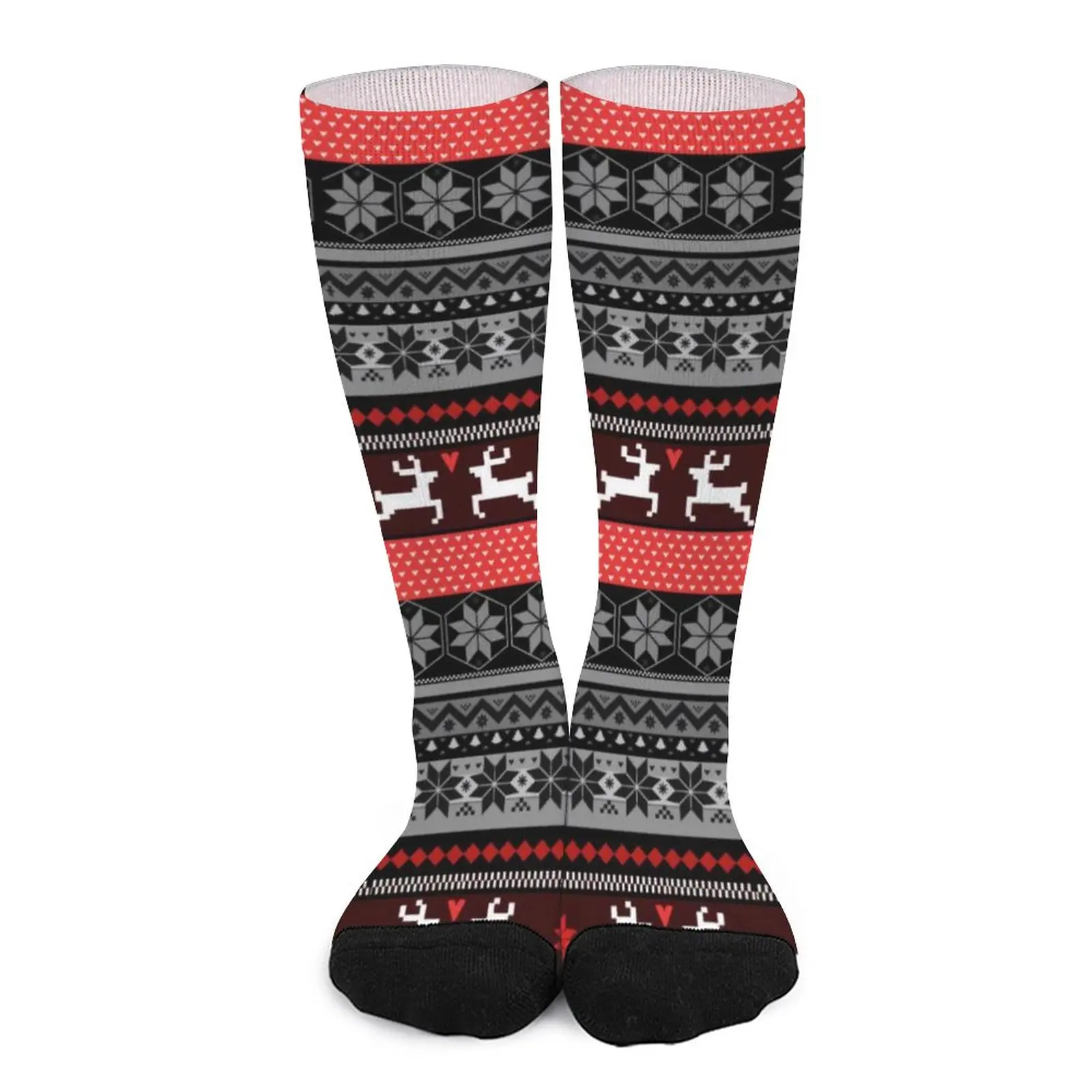 

Носки в скандинавском стиле с изображением животных, красный яркий остров, женские удобные уличные носки, Осенние оригинальные нескользящие носки