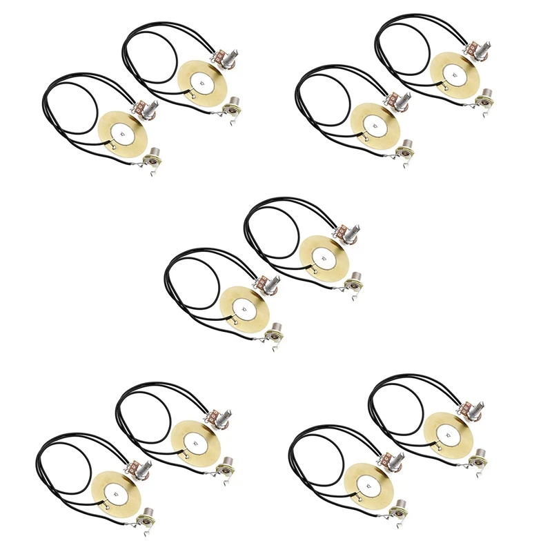 

10Pcs 50MM Guitar Pickup Piezo Transducer Prewired Amplifier With 6.35MM Output Jack For Ukulele Cigar Box Guitar