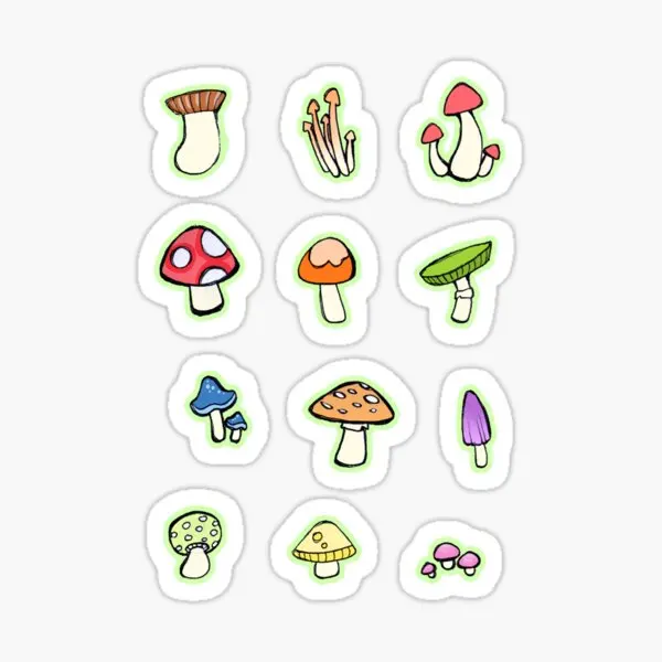 

Little Shrooms 5PCS Stickers for Kid Bumper Decorations Funny Luggage Stickers Wall Art Living Room Water Bottles Decor Print