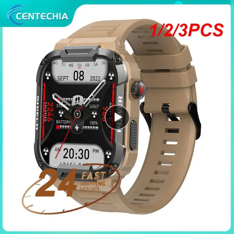 

1/2/3PCS Rugged Military Smart Watch Men For Android Ios Ftiness Watches Ip68 Waterproof 1.85'' Call Smartwatch