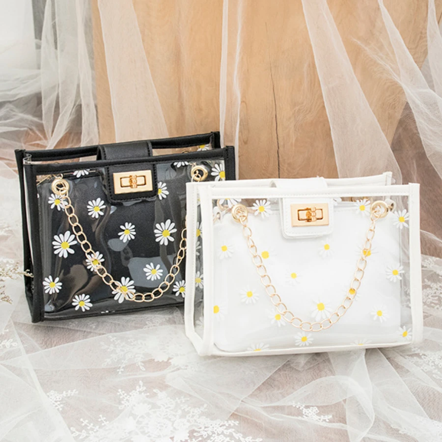 

Women Bag Transparent Chain Messenger Crossbody Bag Small Shoulder Lady Handbag Set Bags Luxury Mini Bag
