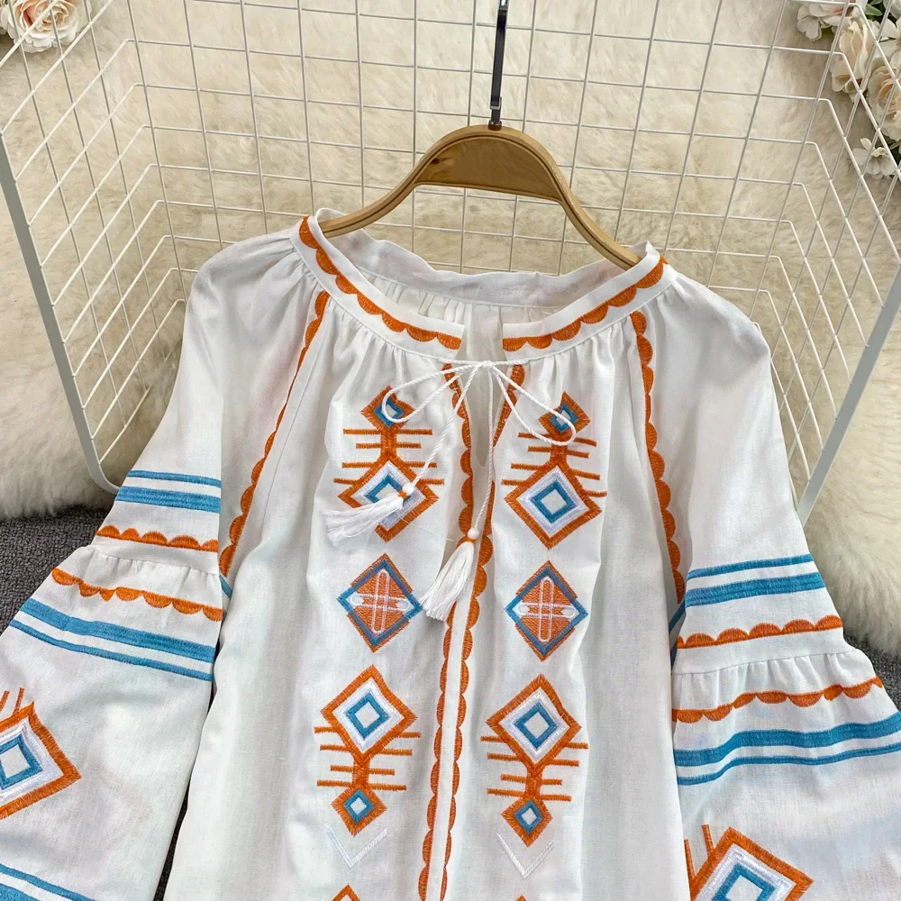 Блузки с длинными рукавами и фонариками в стиле бохо рубашки для женщин топы