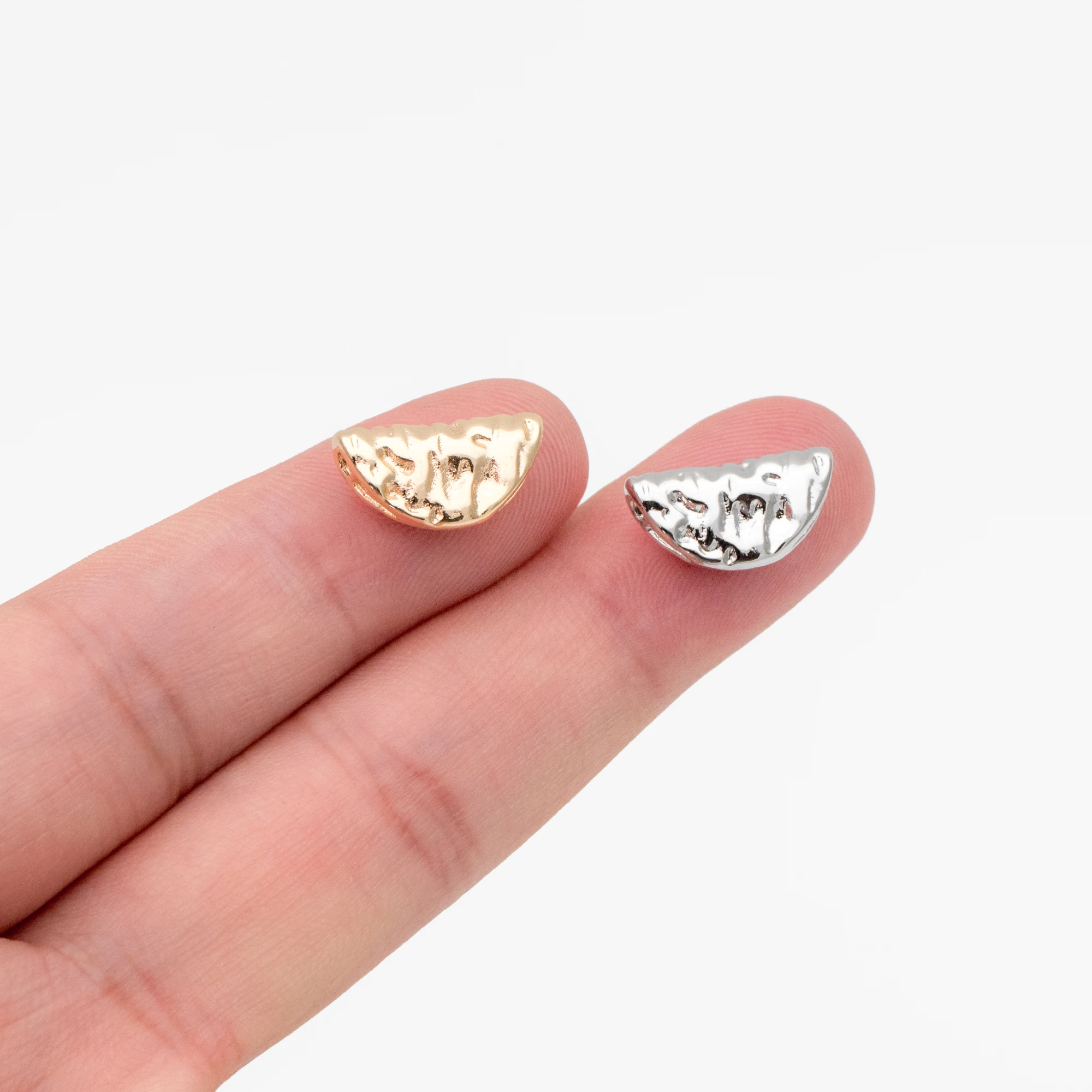 10 шт. золотые/серебряные текстурированные полукруглые бусины-разделители бусины