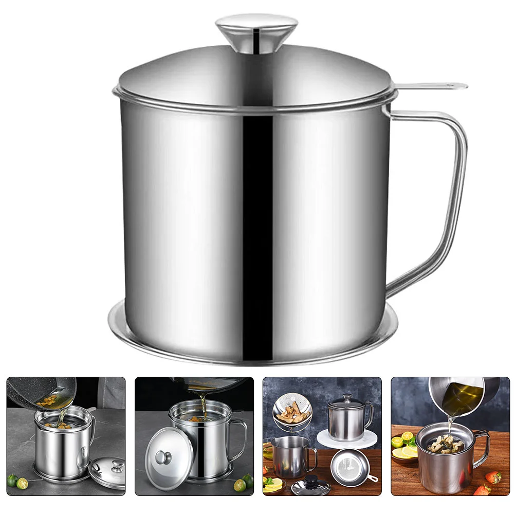 

Oil Strainer Can Sauce Jar Grease Pot Container Storage Dispenser Bottles Cruet Lid Separator