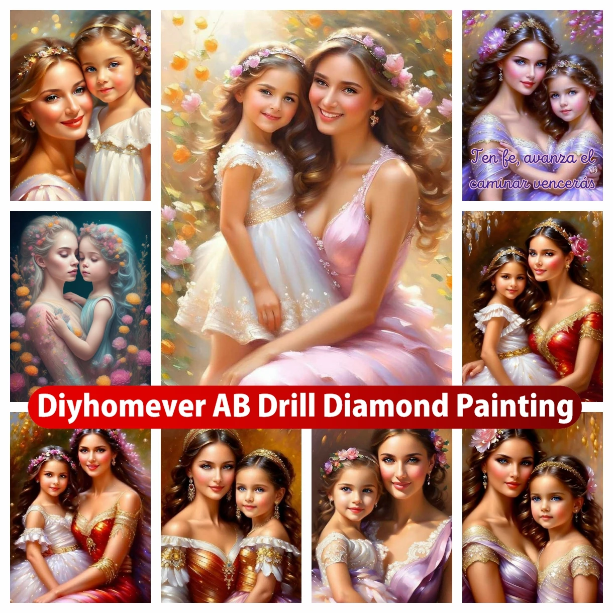 

Beautiful Mother and Daughter 5D DIY AB Diamond Painting Mosaic Art Cross Stitch Rhinestones Handmade Embroidery Home Decor Gift