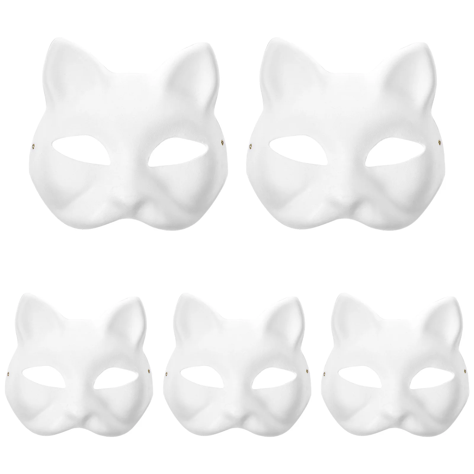 

5pcs Unpainted Masquerade Masks Blank Paper Masks Halloween Cat Masks Party Cosplay Accessories
