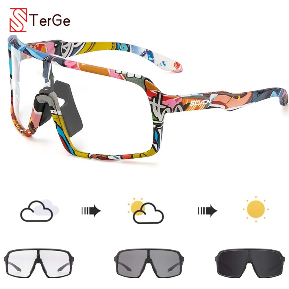 

Photochromic Cycling Sunglasses Men Women Outdoor UV400 Glasses Sports Eyewear Running Mountain MTB Bike Bicycle Goggles 1 Lens