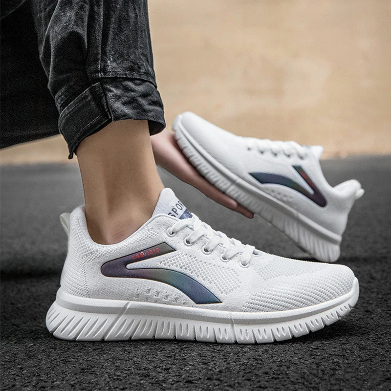

New Fly Line Mesh Sneakers Men's Fitness Running Shoes All-match Casual Net Shoes Fashion Low-top Breathable Men's Shoes