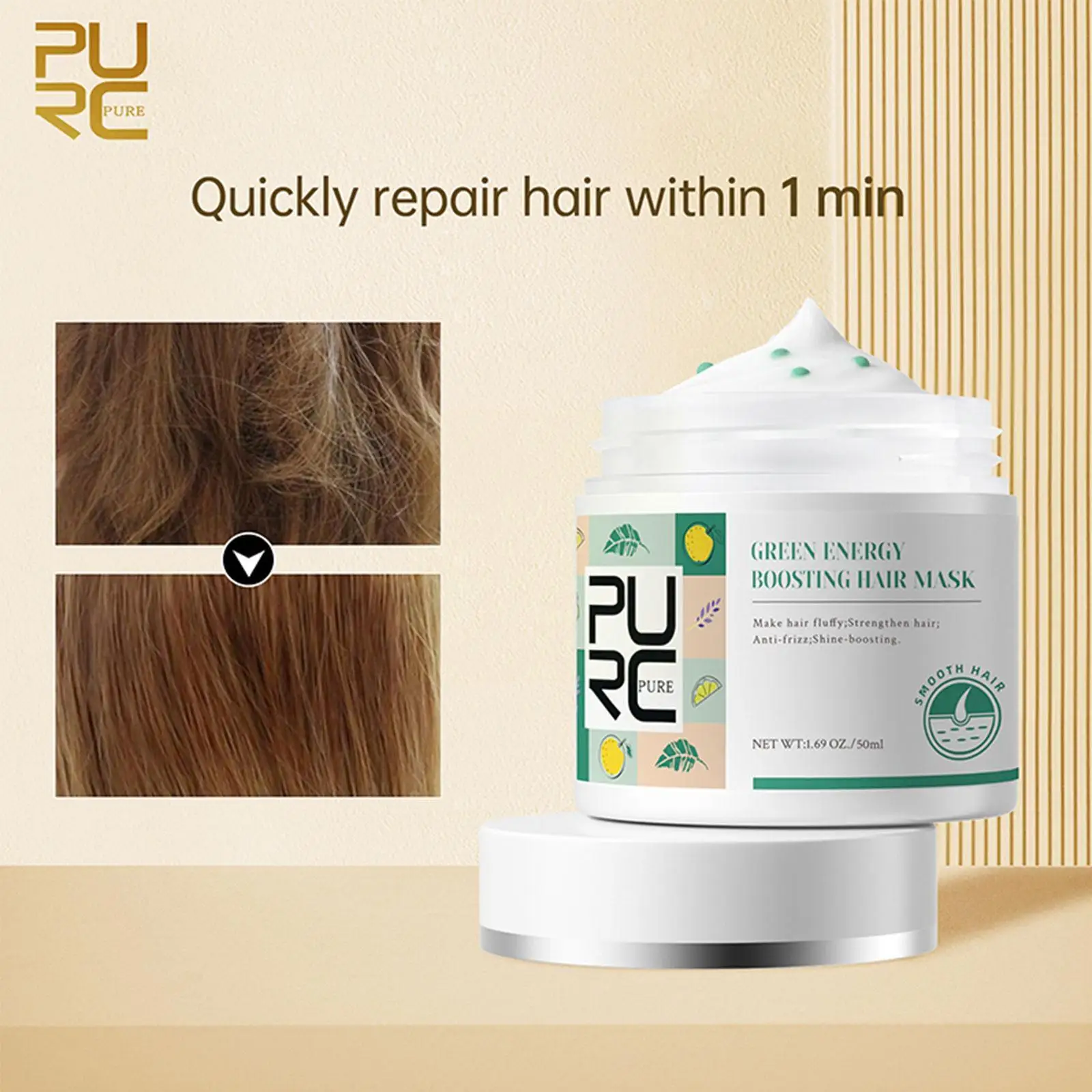

PURC Keratin Hair Mask Repair Dry Damaged Moisturizing Hair Treatments Scalp Products Care Serum Hair Smoothing 50ml P5P1