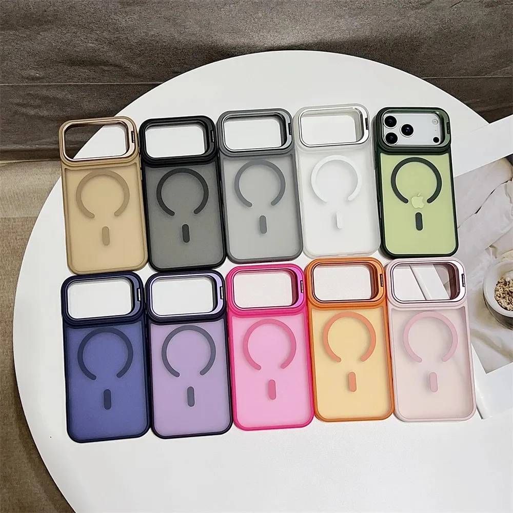 Модный магнитный полупрозрачный чехол-подставка для iPhone 17, 16, 15 Pro Max с защитой камеры, чехлы-подставки для iPhone 14, 13, 17 Pro Max (art.: 3920dad4fef43) - 3920dad4fef43
