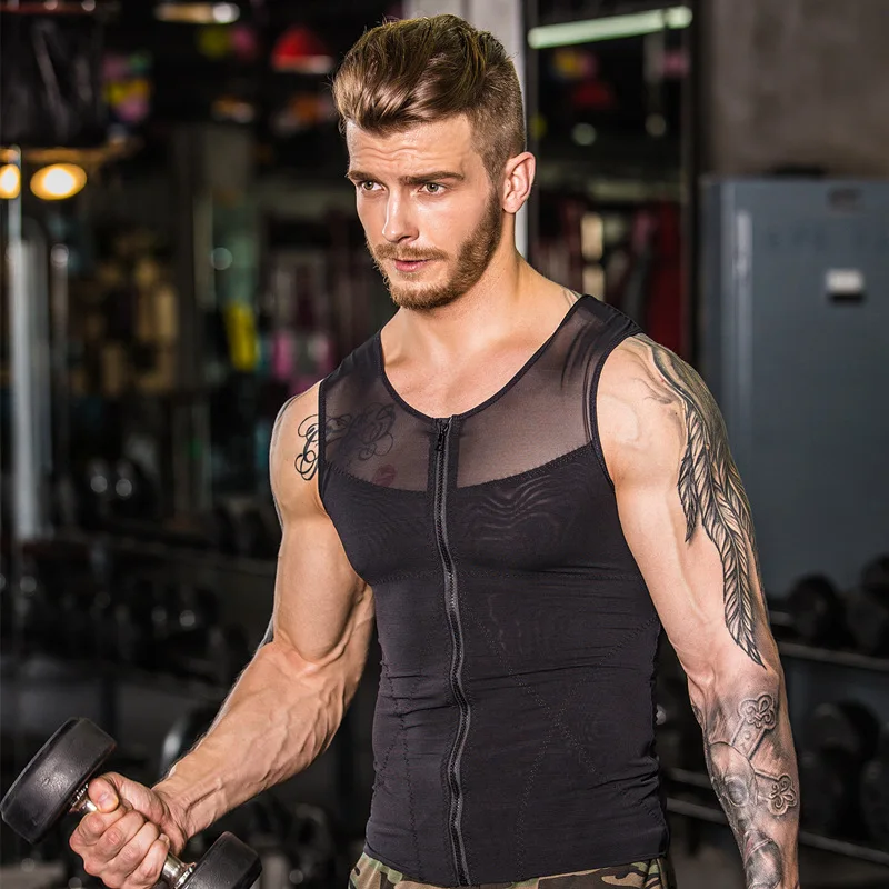 

Fashion 2022 Summer Fitness Muscle Practise Skinny Sweat Nylon Elastic Net Cloth Sleeveness Vest Bodybuilding Shaper