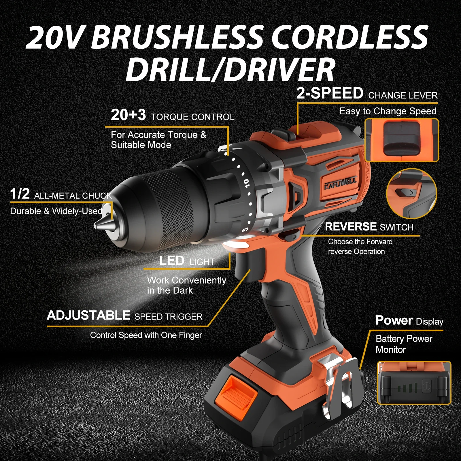 KAFUWELL PA4553H Заводская цена 2 в 1 Электрический инструмент 20 В Аккумуляторные