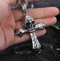 anglang punk necklace female male cross skull pendant rock style accessories party wearable women jewelry men necklaces
