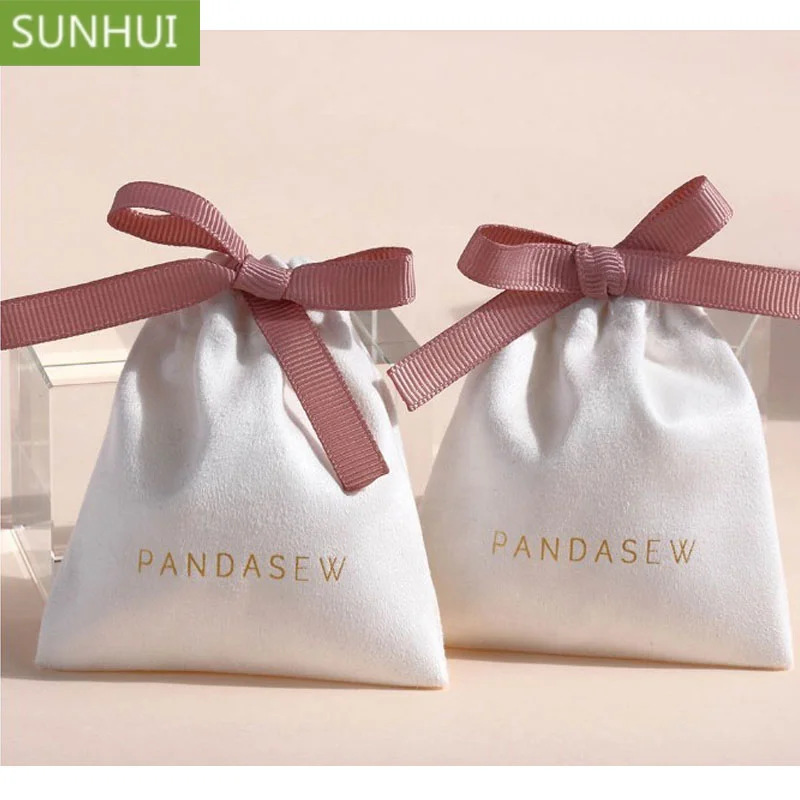 

White Flannel Gift Bags Jewelry Sack 7x9cm 11x14cm 18x30cm pack of 50 Makeup Eyelashes hair wigs Velvet Drawstring Pouch Custom