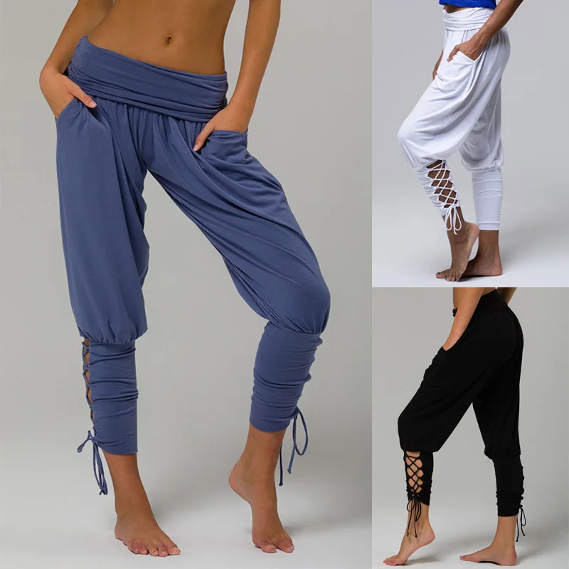 

Summer Women's Waistband Long Sexy Dj Dance hip hop Loose Trousers Blue Hole Denim Hole Pants solid Female Large Size streetwear