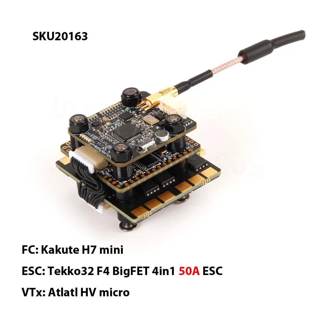 

Holybro Kakute H7 Mini Flight controller & Tekko32 F4 45A/50A 4in1 ESC & Atlatl HV Micro 800mW VTX Stack for FPV Racing Drone