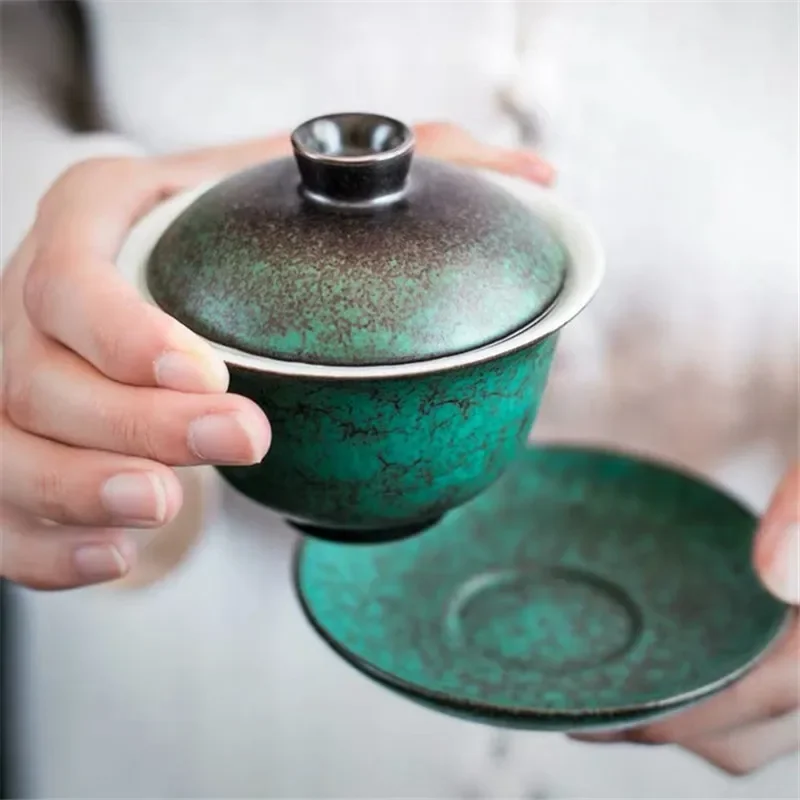 

Керамическая чашка в античном стиле, кунг-фу, Gaiwan, ручная работа, керамика, чайная чашка, кружка для воды ручной работы с блюдцем и крышкой, ретро чашка для чая, посуда для напитков