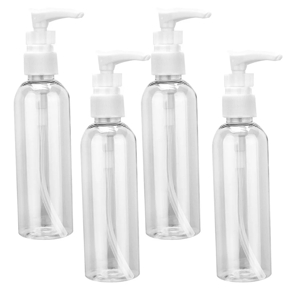 

4pcs Dispenser Bottles Clear Pump Refillable Empty Bottles for Shampoo Lotions Hand Dispensers Kitchen Bath 100ml Cosmetics