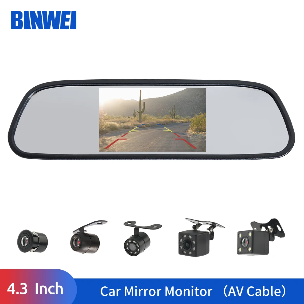 BINWEI  4.3 INCH Car Mirror Monitor Reversing Camera With Screen Rear Backup Video Players  Parts Accessories