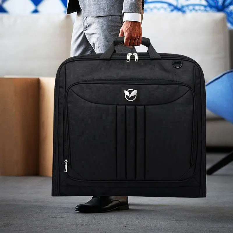 Suit Garment Bag for Travel for Men Women - Suit Case with Shoulder Strap and Rolling Luggage Attachment Point in Black, Perfect