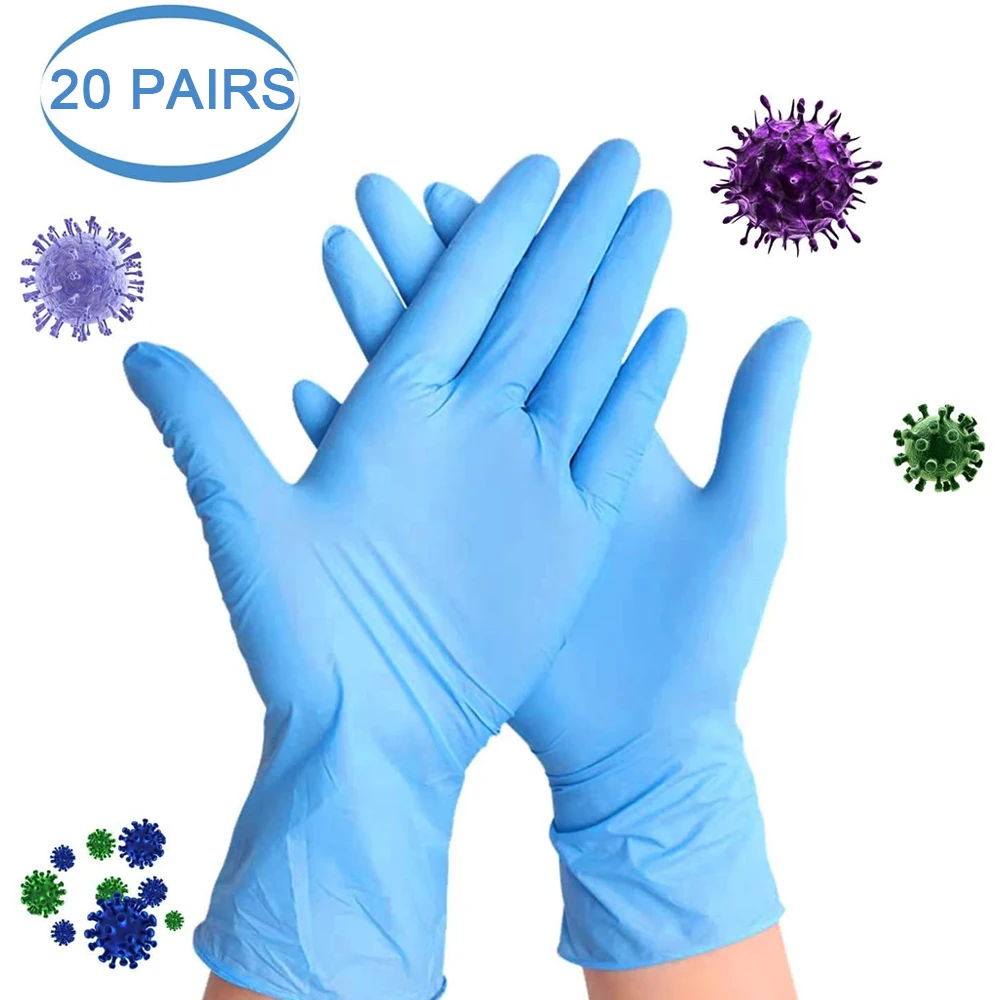 

Нитриловые перчатки, водонепроницаемые гипоаллергенные одноразовые защитные перчатки пищевого класса, черные, 20 пар, для механика