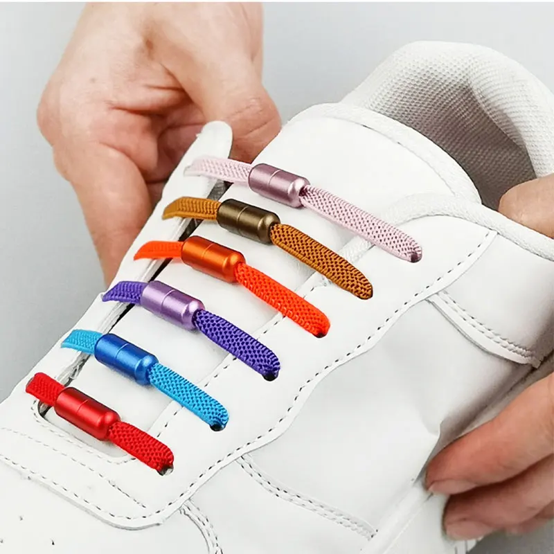 

Эластичные шнурки для кроссовок для детей и взрослых, полукруглые, без завязывания, с металлическим замком, ботинки со шнурками, 1 пара