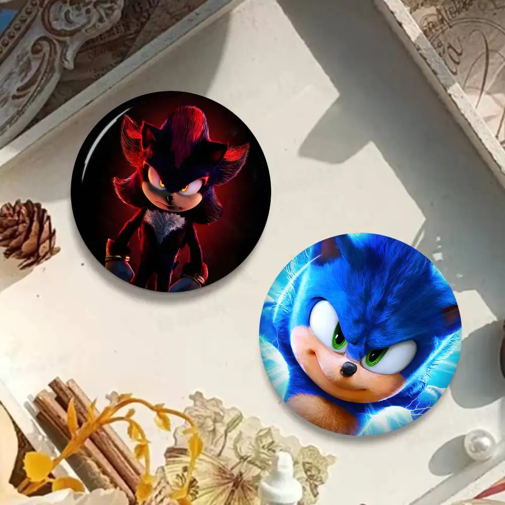 Фото Мультяшные игровые значки S-SoNiC-C R-RuMbLe-E: круглые кнопочные значки с надписями, креативные броши, украшения для рюкзаков и одежды, модные ювелирные изделия, подарки №5
