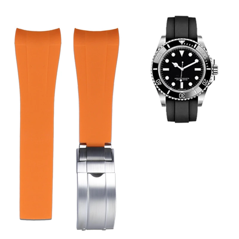 Ремешок для часов из мягкой натуральной резины с изогнутым концом 21 мм ремешка