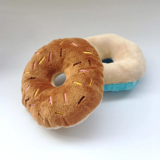 Soft Dog Donuts Plush Pet Dog Toys For Dogs Chew Toy Cute Puppy Squeaker Sound Toys Funny Puppy Small Medium Dog Interactive Toy 3