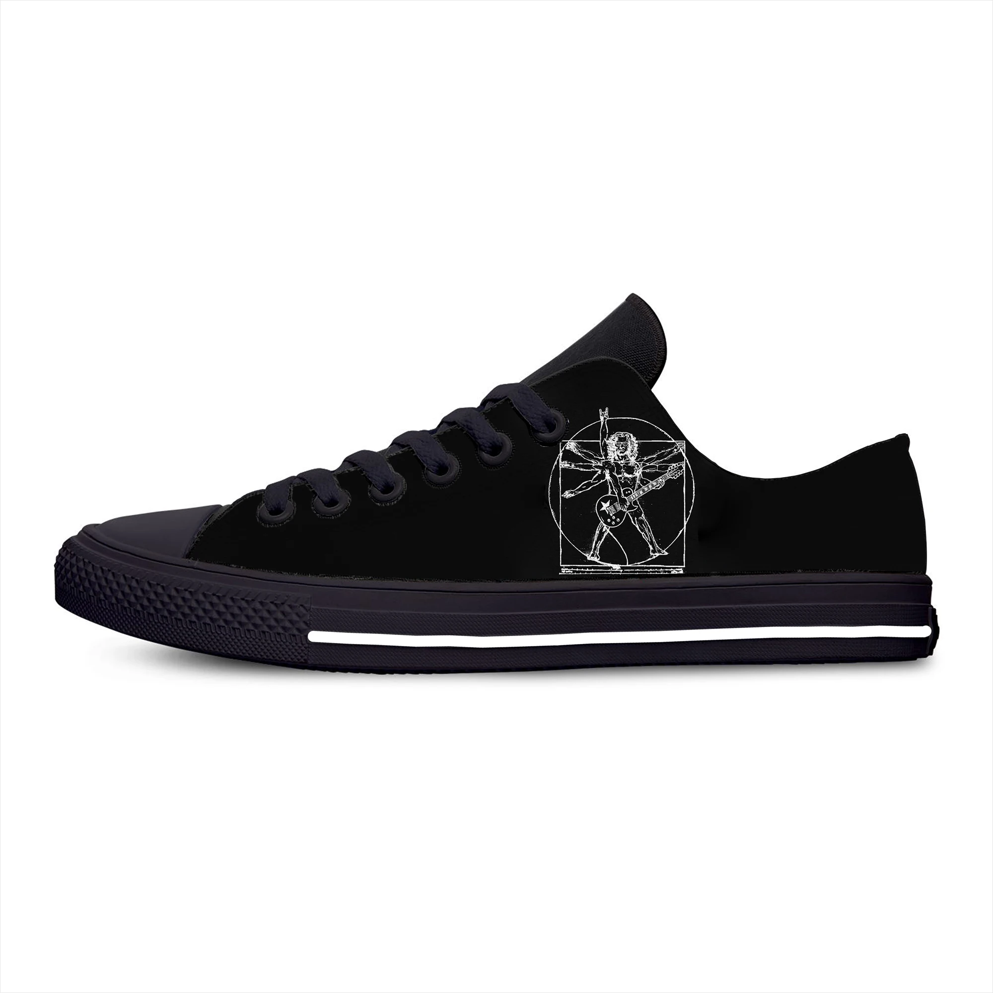 

Da Vinci guitar rock band Fashion Funny Classic Casual Cloth Shoes Low Top Lightweight Breathable 3D Printed Men women Sneakers