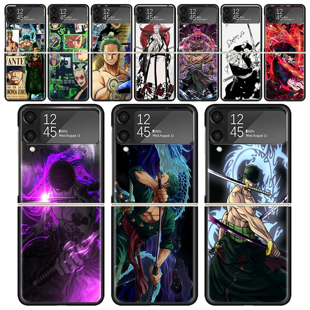 

O-One Piece Roronoa Zoro, ударопрочный складной Твердый Чехол для мобильного телефона Samsung Galaxy Z Flip 4 3 5G, черный чехол для телефона из ТПУ, флип-чехол P4