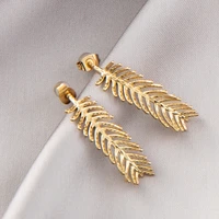 fashion irregular feather stud earrings stainless steel handmade 18k gold stud earrings for women jewelry gifts wholesale