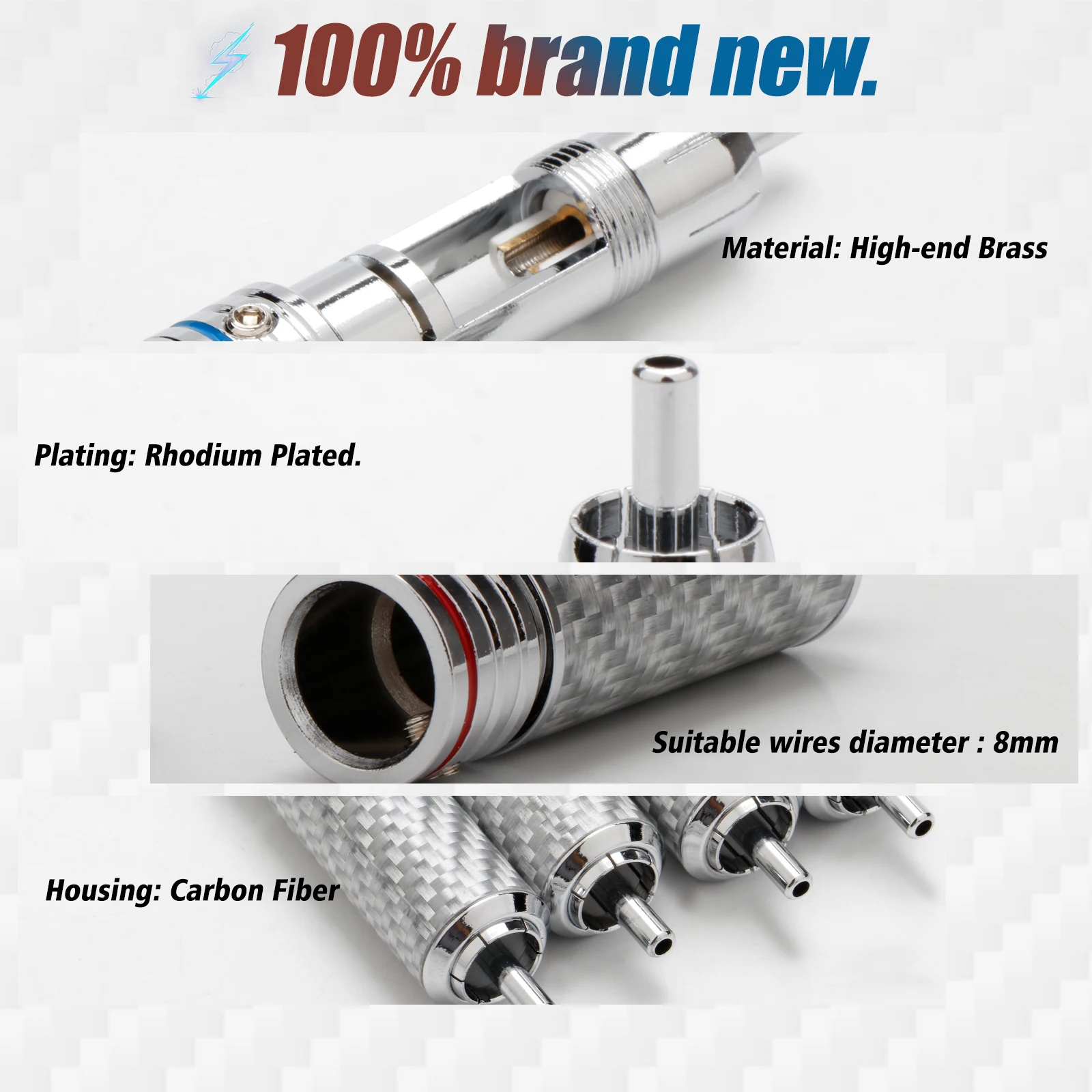 R1720 4 шт. белый углеродное волокно с родиевым покрытием RCA разъем для DIY Hi-Fi