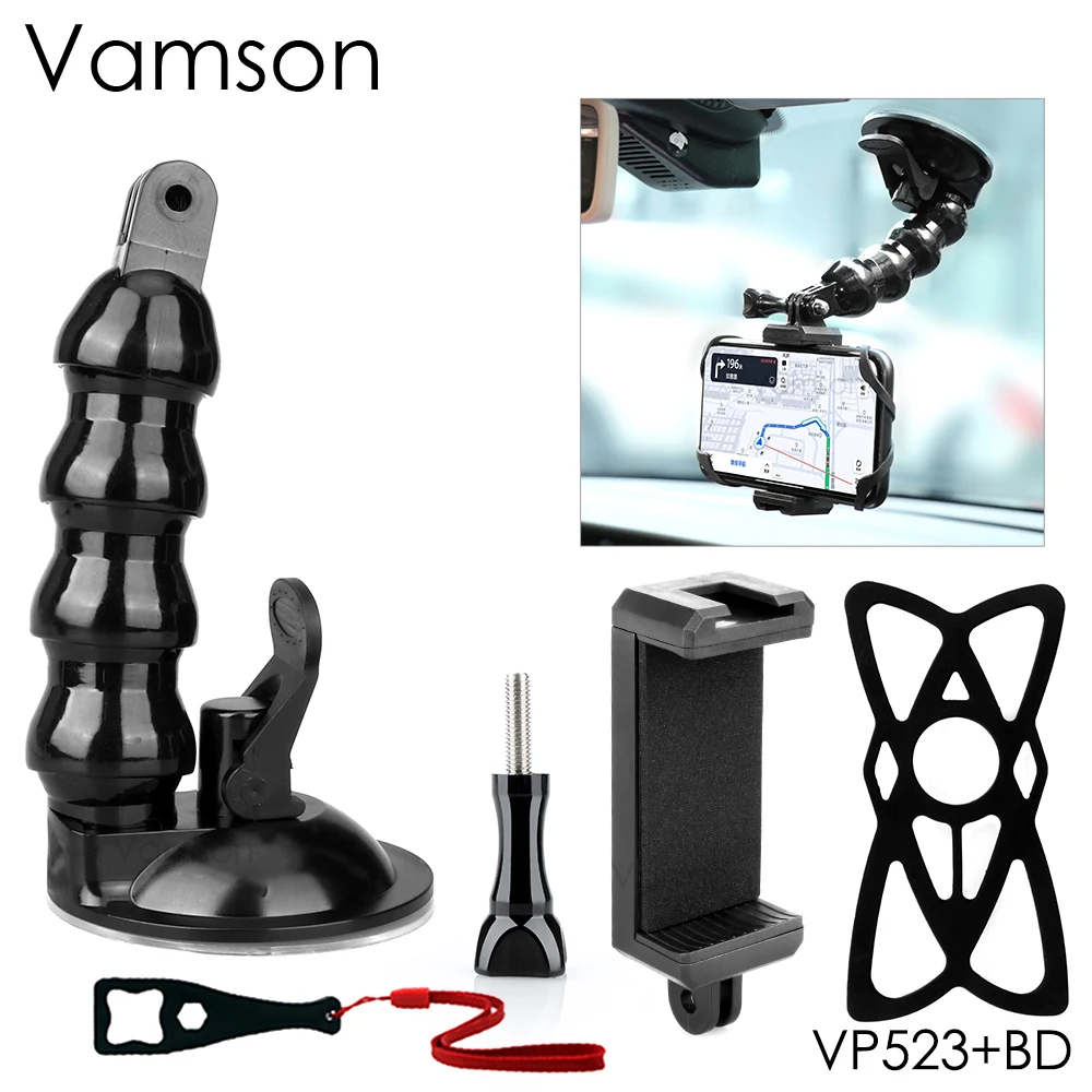 

Vamson Universal Car Support Windshield Suction Cup Phone Holder for iPhone Xiaomi Samsung for Gopro 10 9 8 for SJCAM for Yi 4K