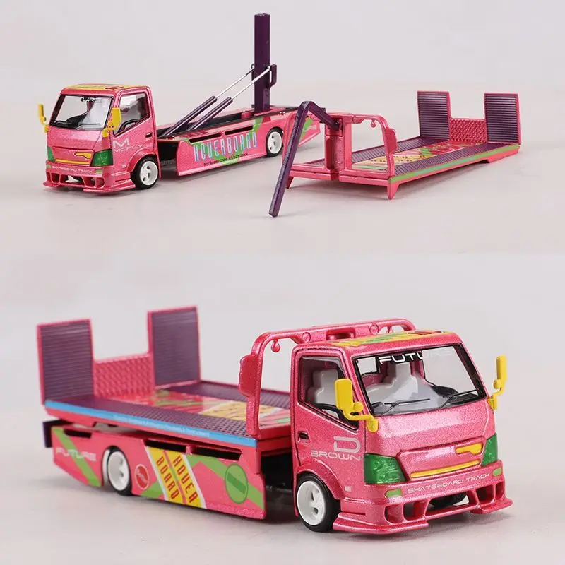 Фото Металлическая модель грузовика-трейлера Coor Car 1:64, масштаб 300, с платформой для перевозки, из сплава №3