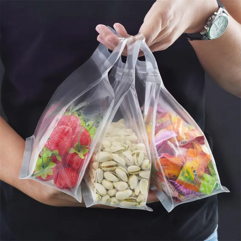 

Reusable PEVA Food Bag Freezer Stand Up Food Storage Bag Silicone Bag Leakproof Top Kitchen Organizer Fresh Shut Bags BPA Free