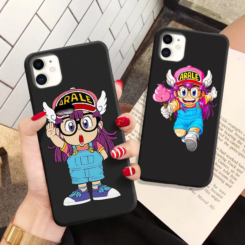 

Cartoon Dr Slump Arale Phone soft Case for iPhone 11 12 13 14pro max black Cover for 12 mini XS MAX 8 7 14 Plus XS SE XR Shell