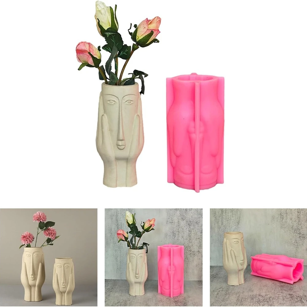 

Абстрактная ваза для лица, силиконовая форма «сделай сам», ручное изготовление, бетонная глина, пластырь, форма для цветочного горшка, украшение для дома