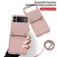 luxury beauty mirror phone case for samsung z flip3 case with chain crossbody bag shockproof cover for galaxy z flip 3 case