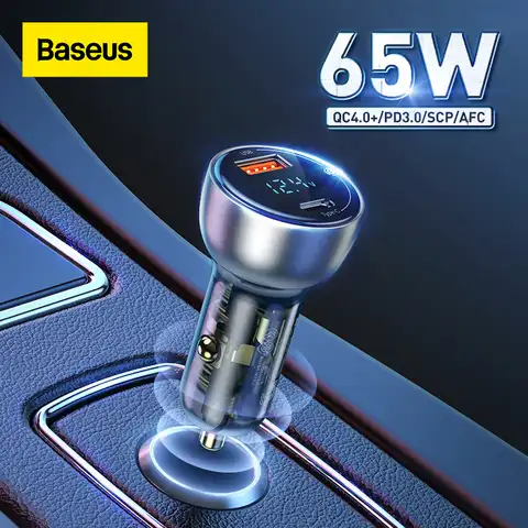 Зарядное устройство Baseus автомобильное с поддержкой быстрой зарядки, 65 Вт, QC 4,0 QC 3,0