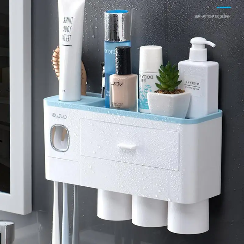 

Toothbrush Holder Magnetic Adsorption Inverted Cup Automatic Toothpaste Squeezer Dispenser Storage Rack Bathroom Accessories
