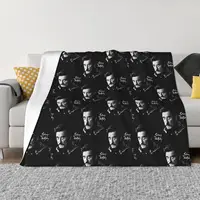 Johnny Hallyday Plaid Blankets Fleece Autumn/Winter French Singer Collage Ultra-Soft Throw Blankets for Home Outdoor Bedspread