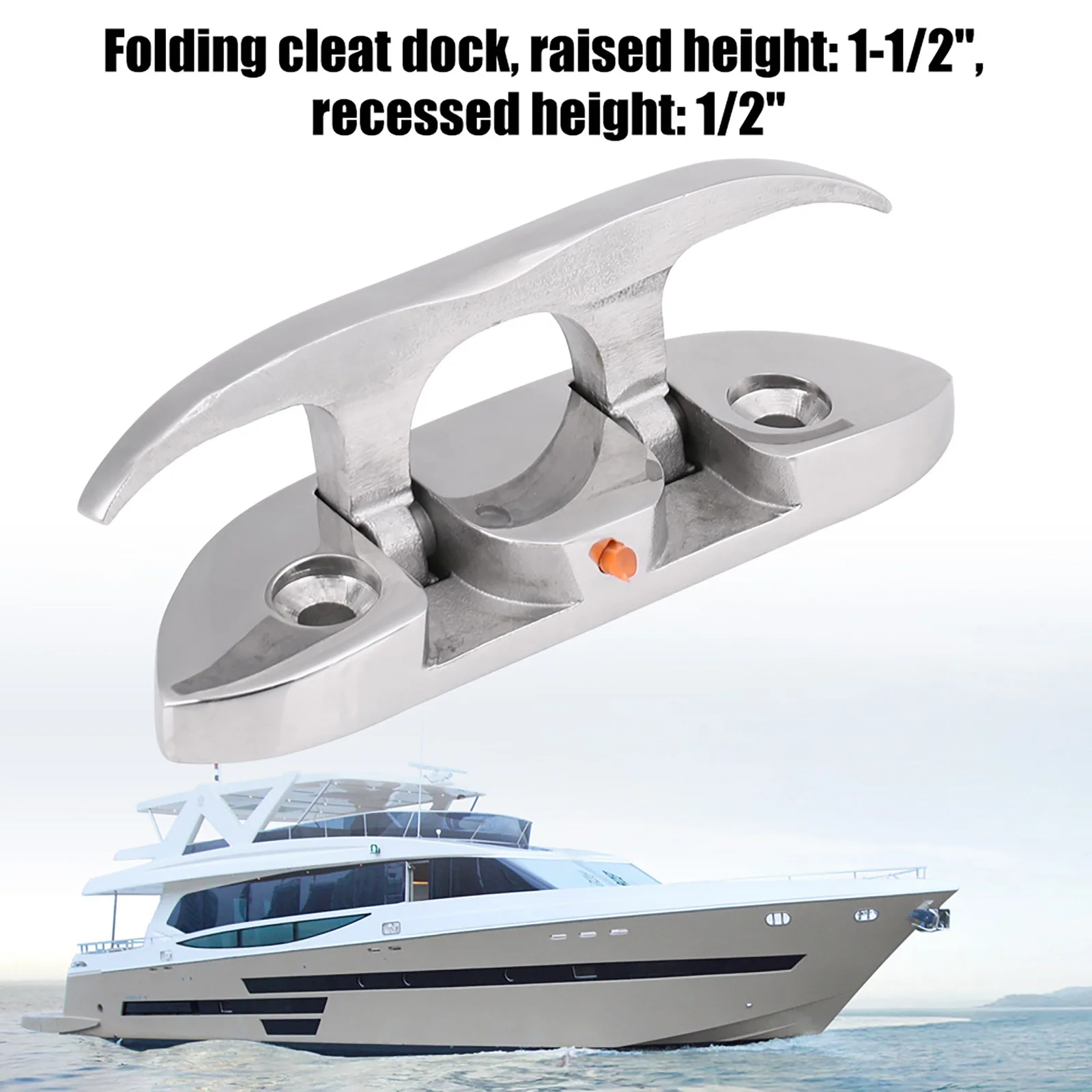 

Marine Boat Flip Up 4-1/2" Folding Cleat Dock Stainless Steel W/Fasteners For Boat, Kayak And Dock